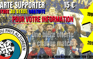 CARTE SUPPORTER - 2018 / 2019