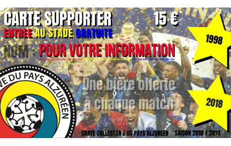 CARTE SUPPORTER - 2018 / 2019